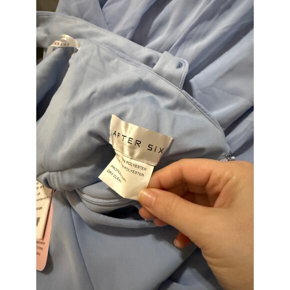 NWT After Six CONTOURED WIDE STRAP SWEETHEART MAXI DRESS IN SKY BLUE SZ 8R - Picture 6 of 11